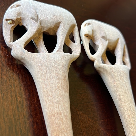Salad servers Wooden carved Elephant design - Picture 8 of 14